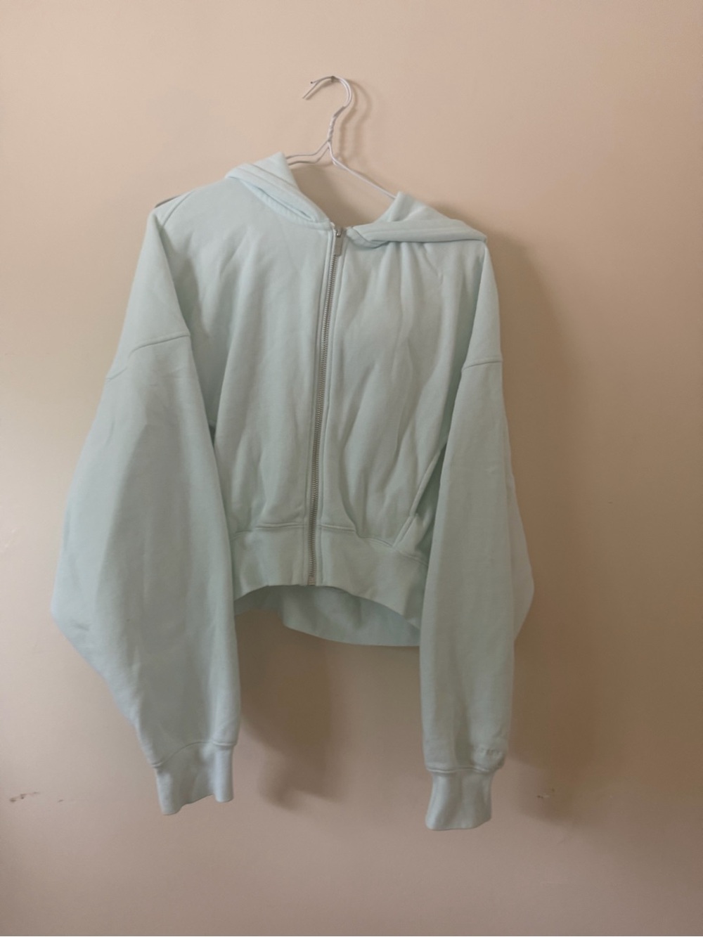 Garage Mint Green Zip Hoodie on Hanger
